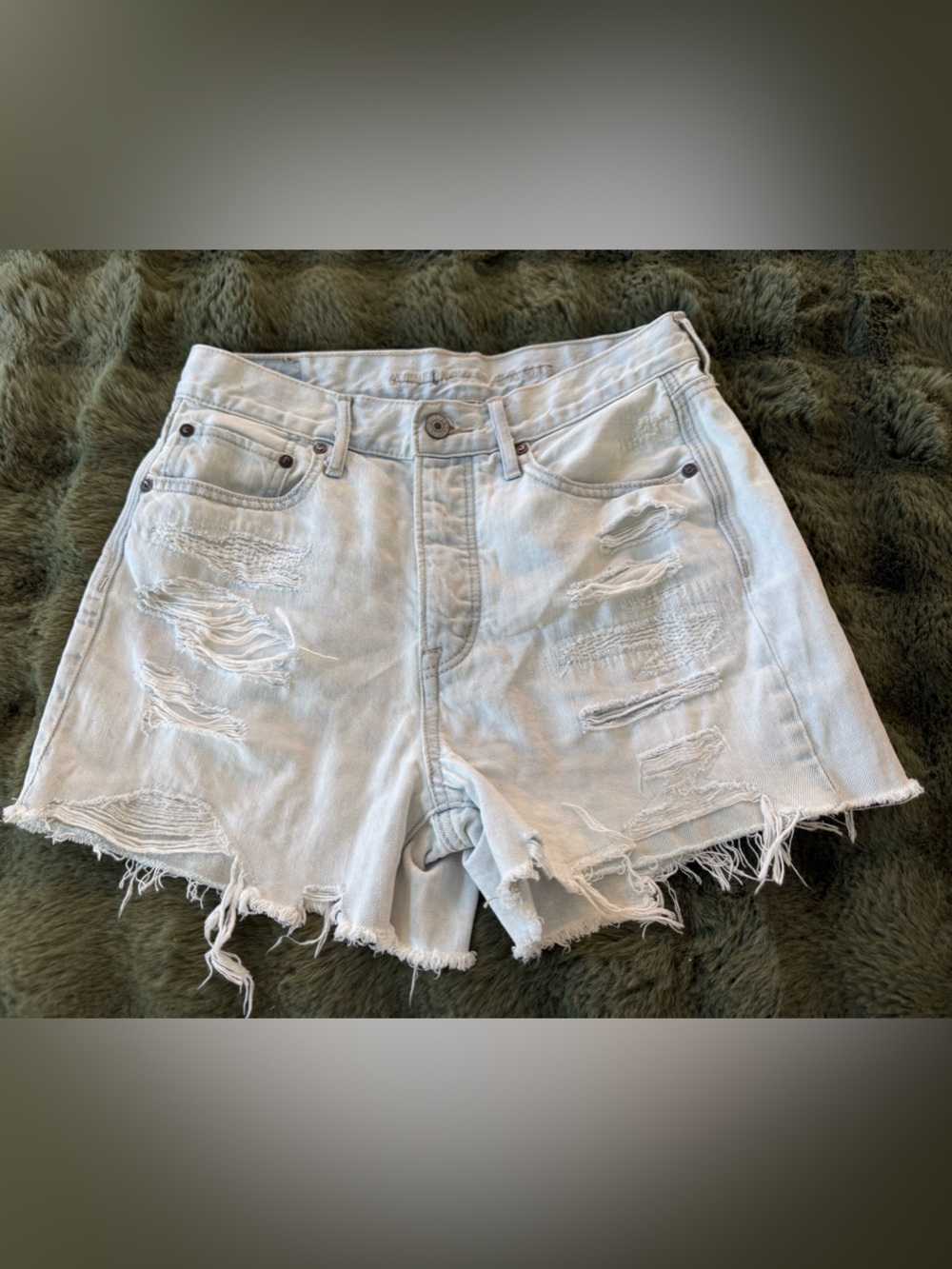 American Eagle Outfitters Light Blue Distressed Denim Shorts